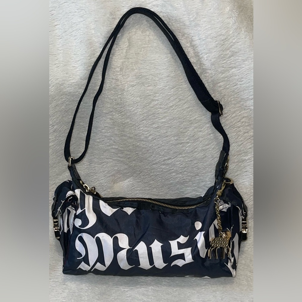 L.A.M.B. Gwen Stefani LeSportsac Nylon Handbag Black White Vintage